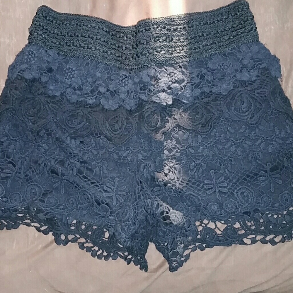 Black lace shorts